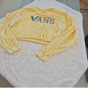 Vans Yellow Cropped Crewneck with Floral Logo